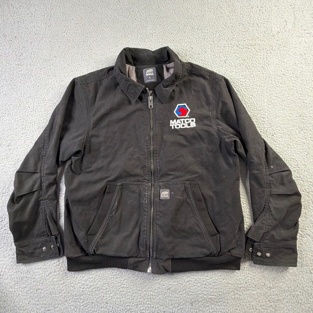 Matco Tools Berne Workwear Jacket Mens Large Black Embroidered Canvas MJ356BK